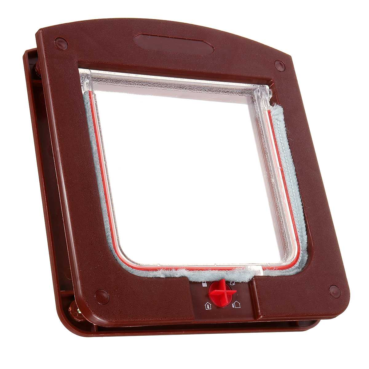 4 Way Lock Cat Dog Flap Door Safe Lockable Security Flap Door for Cat Puppy Dog Pet Gate Door Pet Supplies