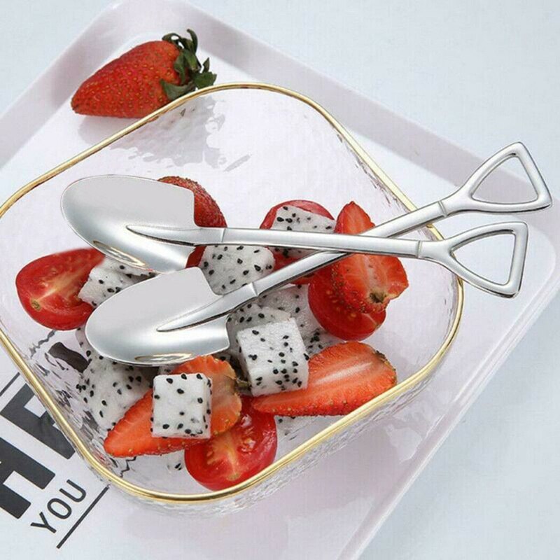 5 Pcs Tea Spoon stainless Steel Cake Fruit Spoons For Dessert Small Coffee Scoop Gold Dessert Tools for Snack Dinnerware