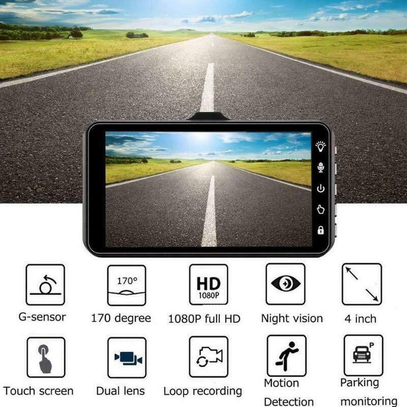 4.0 Inch Press FHD 1080P Dual Lens Car DVR Reversing Camera Video Dash Cam Recorder