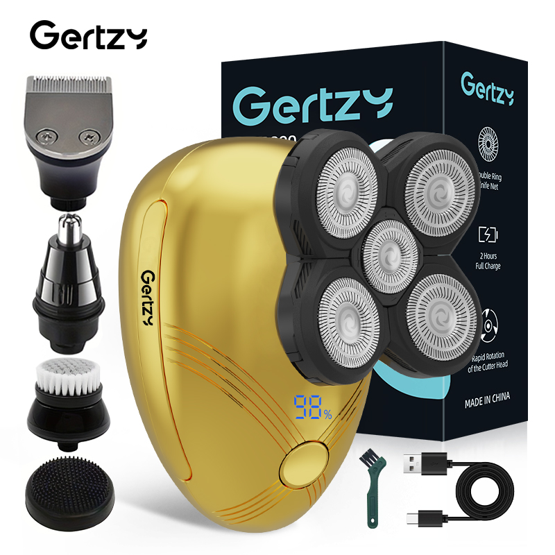 Rasoir électrique 5 en 1 pour hommes avec 5 lames rotatives, chargement USB, ensemble de beauté personnel multifonctionnel