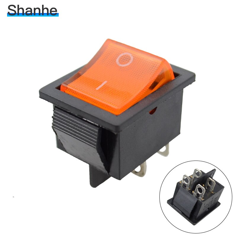 KCD4 On-Off-On 6P / On-Off 4P Latching Rocker Switch 15A 250VAC: 4pin orange