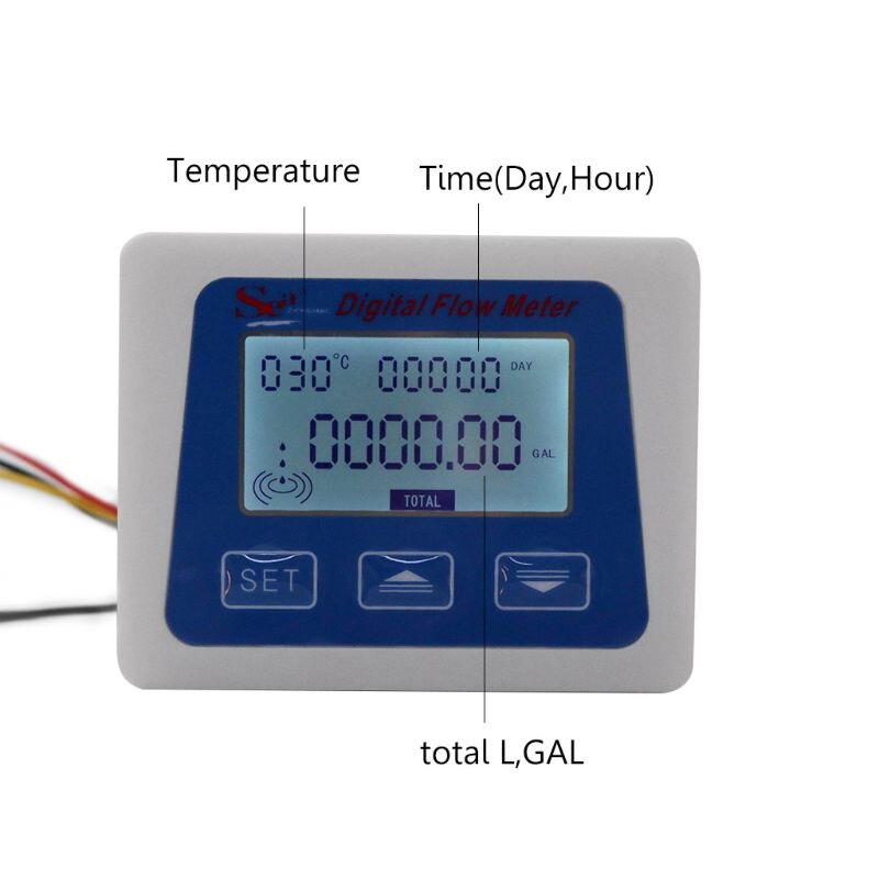 Digitaler Fluss Meter Wasser Durchflussmesser Temperatur Zeit Aufzeichnung mit G1/2 fließen Sensor