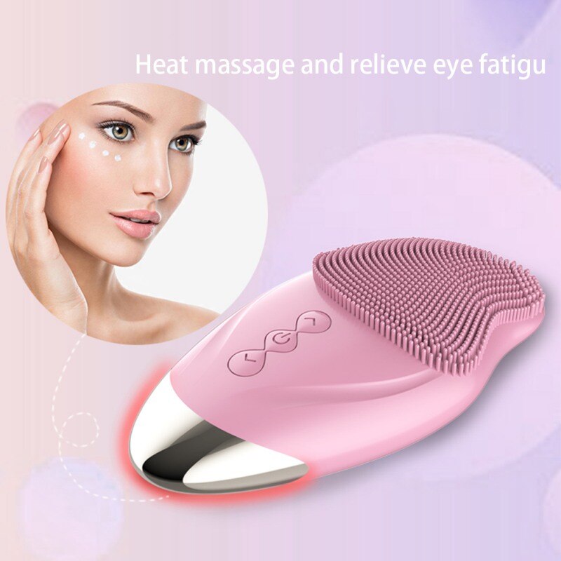 Chauffage visage nettoyage du visage Machine à laver Massage électrique brosse sonique Silicone peau outil visage brosse visage nettoyant