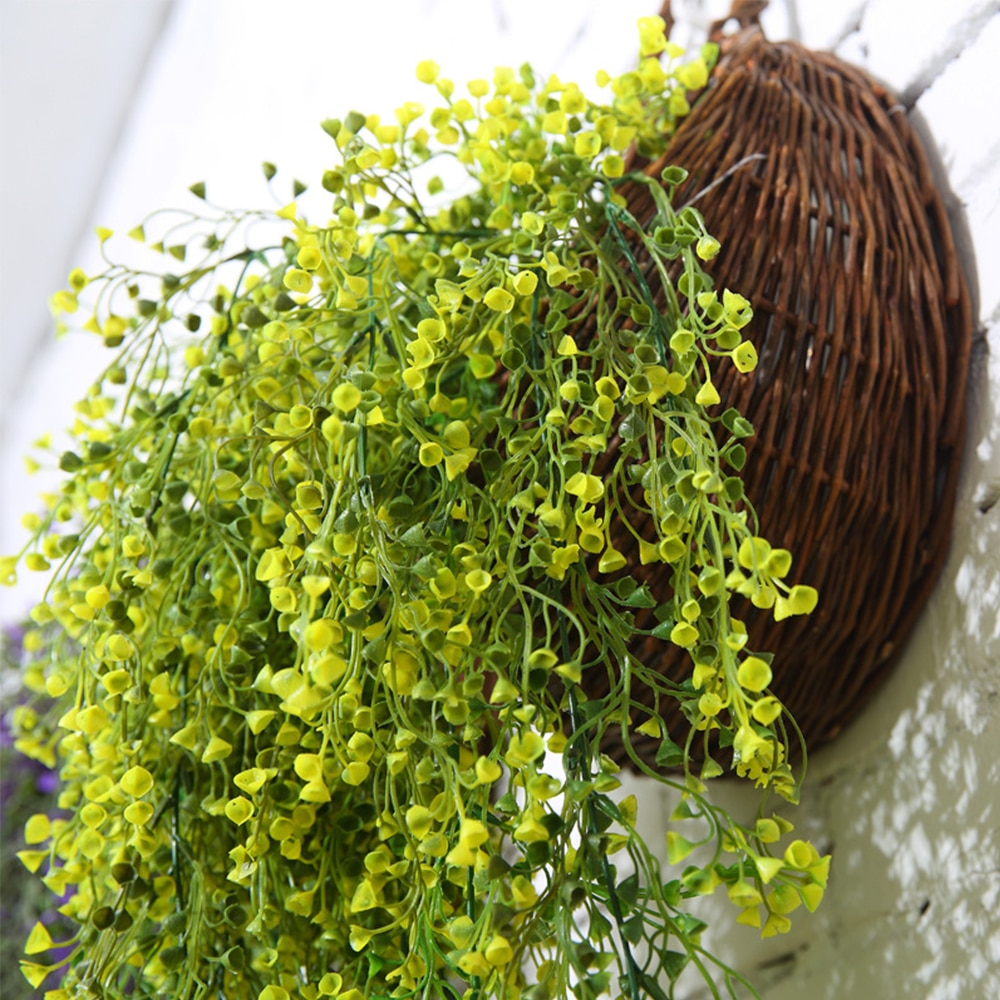Cesta de mimbre hecha a mano para flores, maceta de Vid verde, jardinera colgante, contenedor de perchas, colgadores de pared, cesta para plantas de jardín