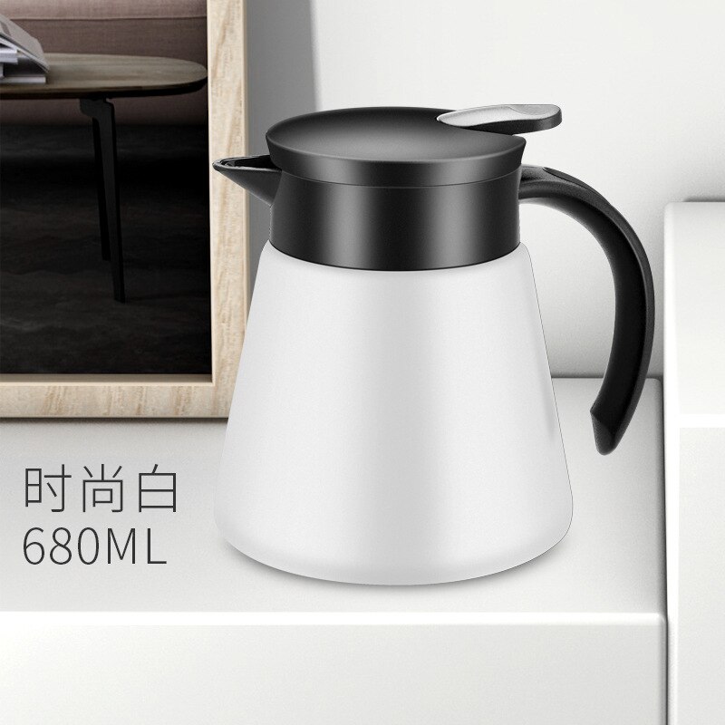 680/880Ml Waterkoker Koffie Pot Geïsoleerde Fles Water Drukken Soort Roestvrij Staal Thermische Isolatie Thermoskan Waterkokers Jug: White 680ml