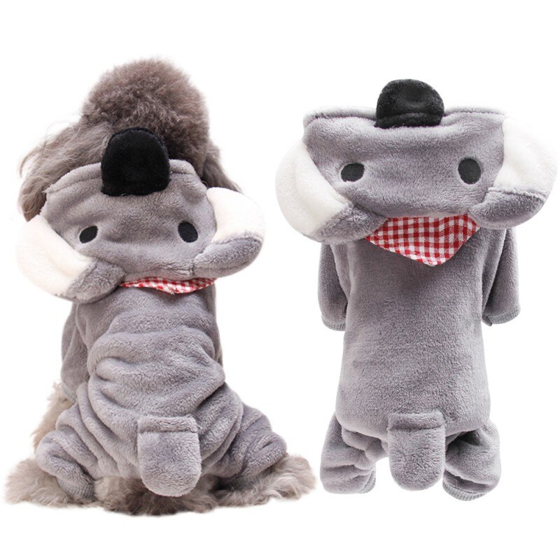 Sødt hundetøj til chihuahua kæledyr bjørn gris kostume hvalp hættetrøjer kanin hund frakke jakke kanin pyjamas tøj mops bulldog: Grå / Xl