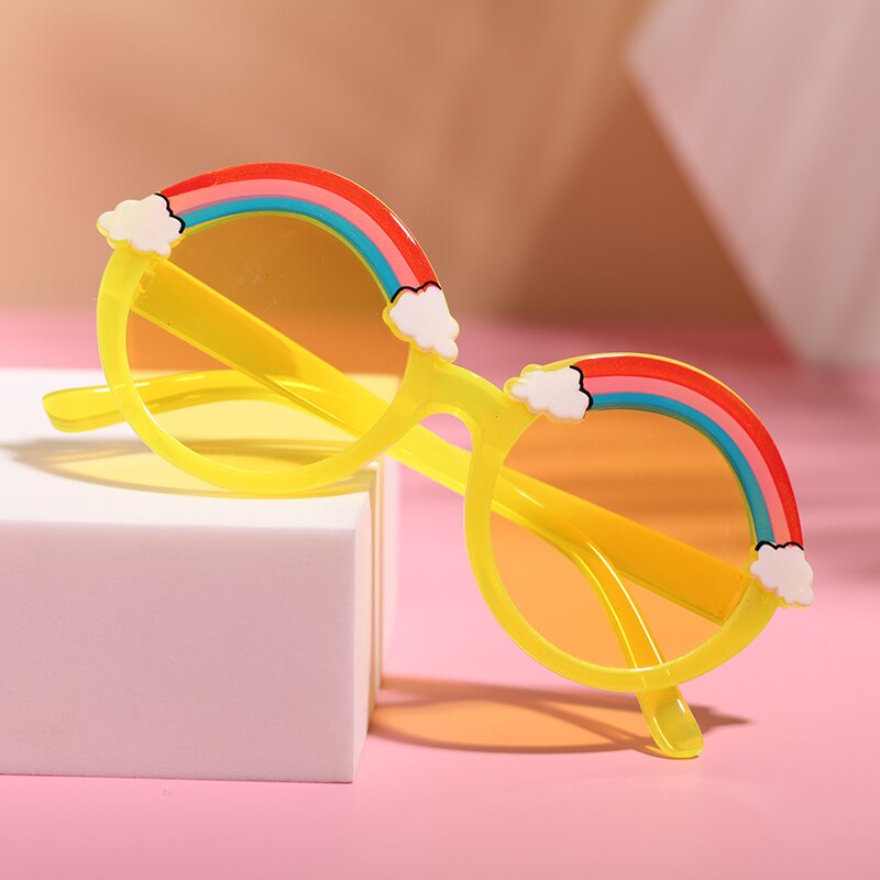 Baby Zubehör freundlicher Jungen Mädchen freundlicher Sonnenbrille, Regenbogen aufbringen Anti-Uv Sonnenbrille Fotografie Requisiten für Jungen und Mädchen: Gelb