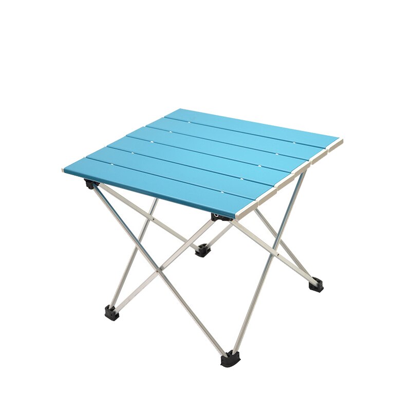 Foldbart bærbart trætrykt campingbord letvægtsstabilt mesas plegables rejse vandreture bbq udendørs lejr picnicbord: Blå