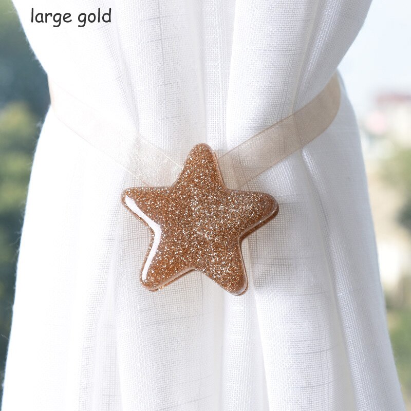 Star Curtain Broach Home Room Curtain Buckle Luck Star Curtain Decoration Accessories Magnetic Tie Back Holder Europe Style: large gold 1Pcs