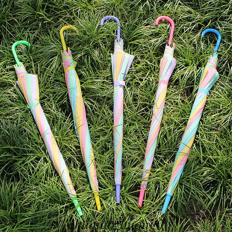 Vrouwen Kleurrijke Regenboog Paraplu + Transparant Clear Rain Parasol Wedding Party