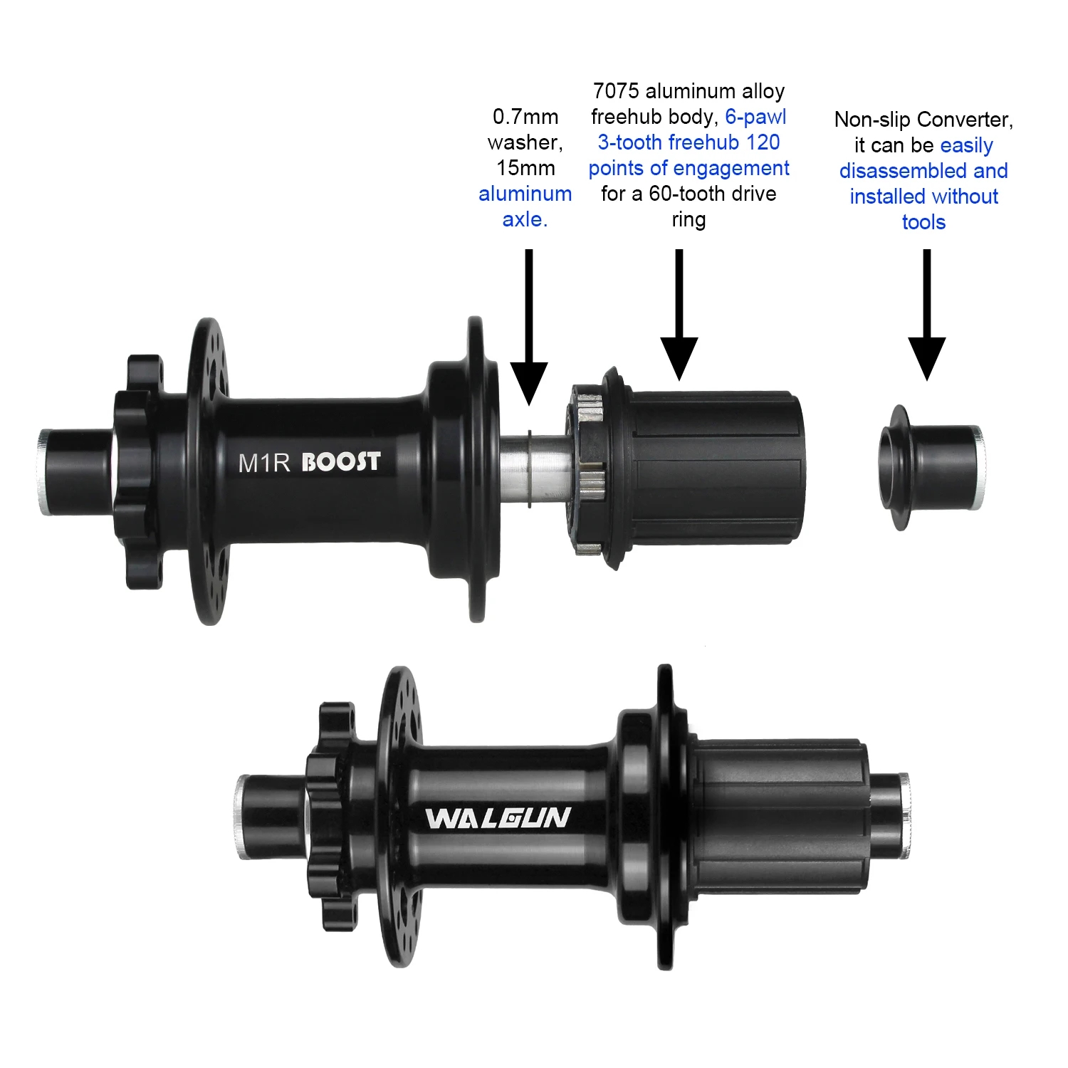 Walgun-MTB Fietsnaven, 6 Pallen, 3 Tanden, 120 Klik Boost Hub, 28H 32H 36H, Voor 110*15, Achter 148*12, HG MS XD 8 9 10 11 12 Speed