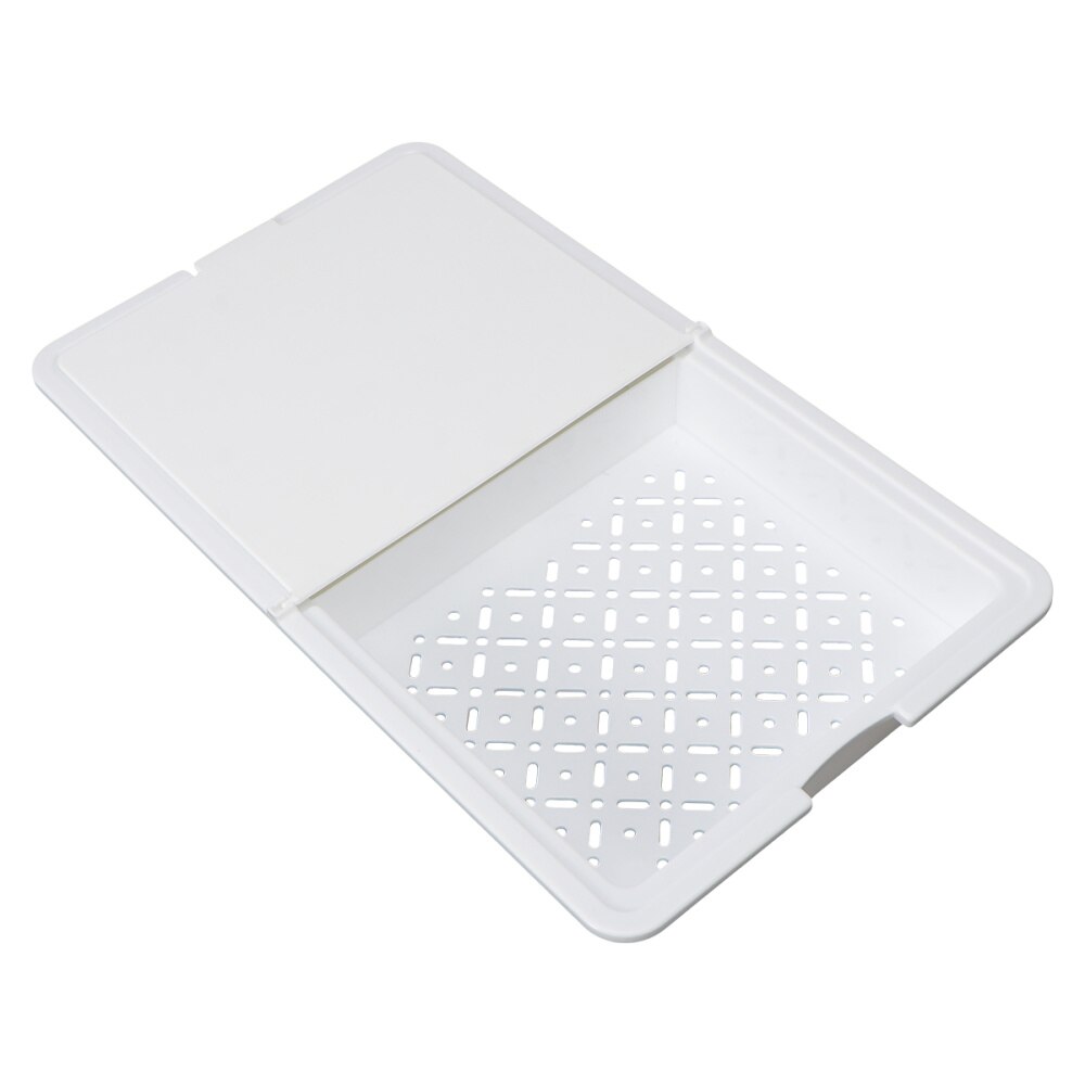 Tabla de cortar multifuncional para cocina, 1 unidad, tabla de cortar de plástico para el hogar con escurridor, accesorios de cocina: White