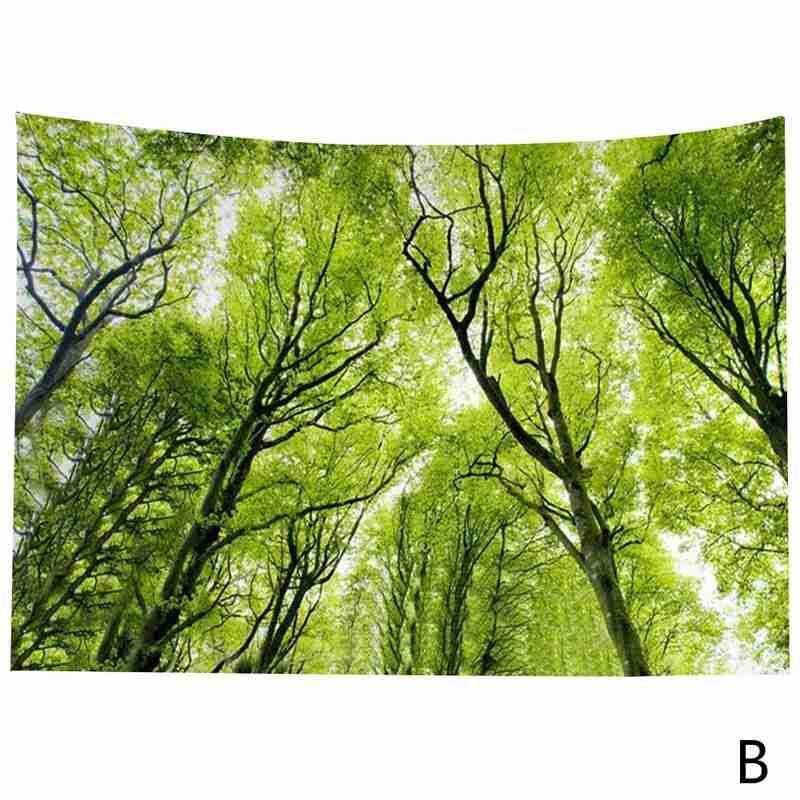 150*130cm Tapestry Forest Fabric Witchcraft Natural Scenery Forest Landscape Living Room Decor Tapestry Home Tapestry Forest: Green