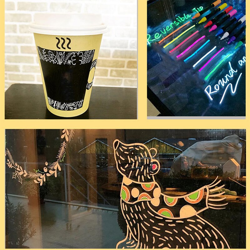 8 Pack Marker 6mm Reversible Fluorescent Markers Highlighters for LED Menu Board Bistro Board AD Drawing Marker Pens H-best