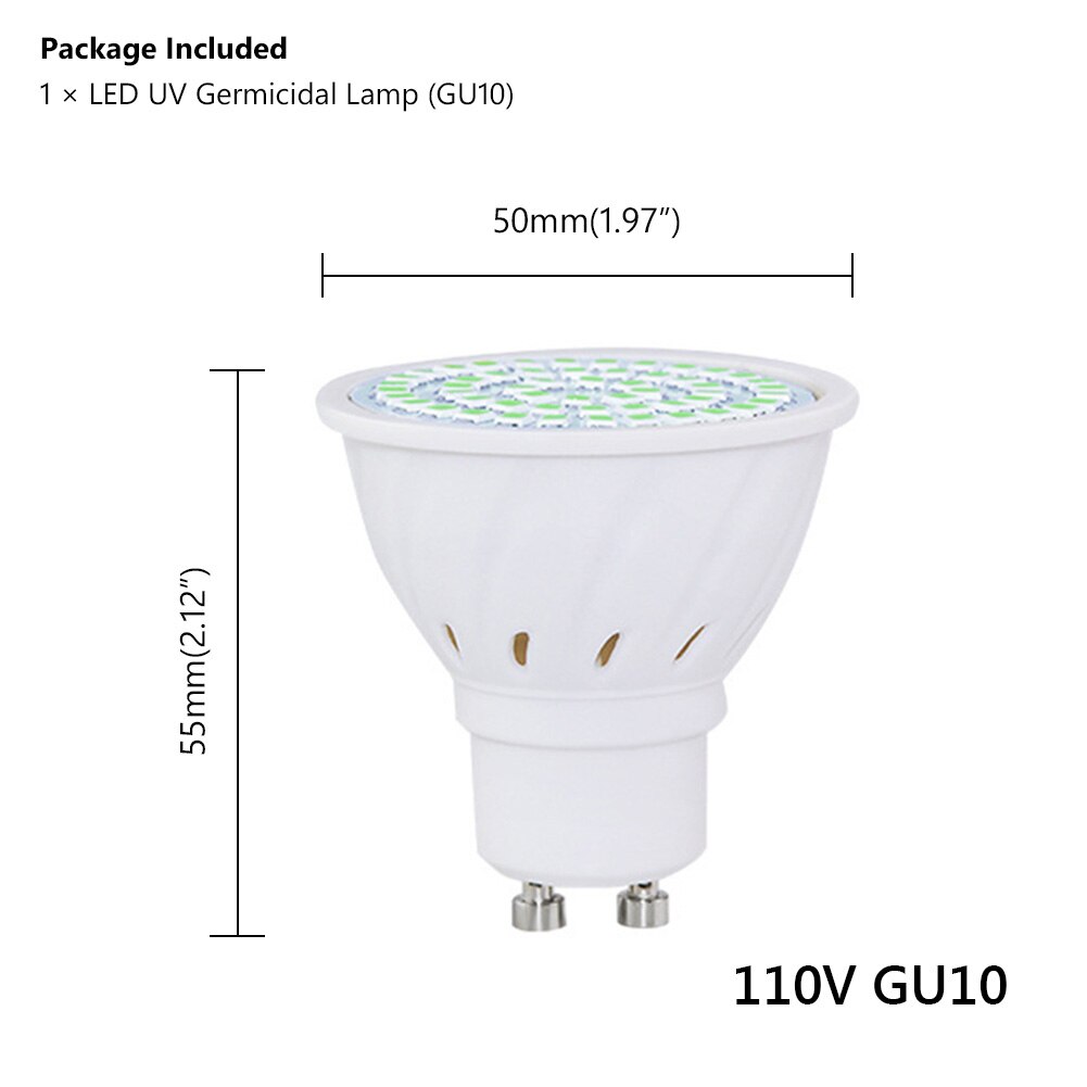 GU10/E27 UV Germicidal Light 220V UVC LED Sterilizer 130 LEDs Dust Mite Lamp Ultraviolet Germicidal Lamp Bulb for Home Bathroom: 110V GU10