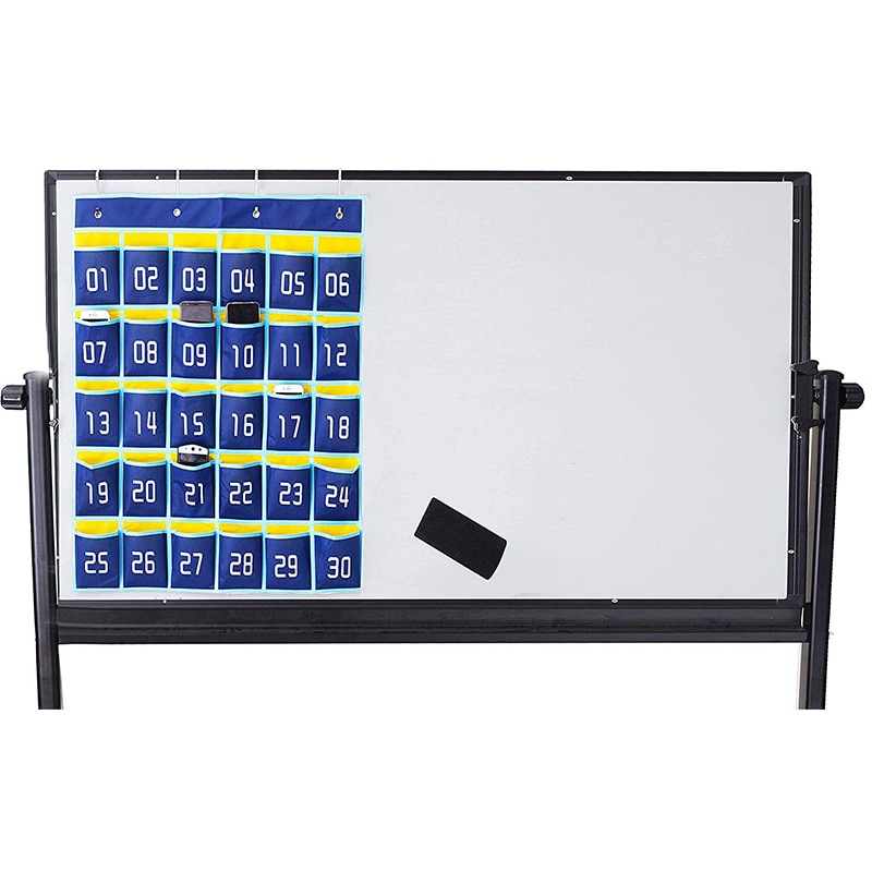 Numbered Pocket Chart Classroom Organizer for Cell Phones Calculator Holders 30 Pockets Blue Pockets