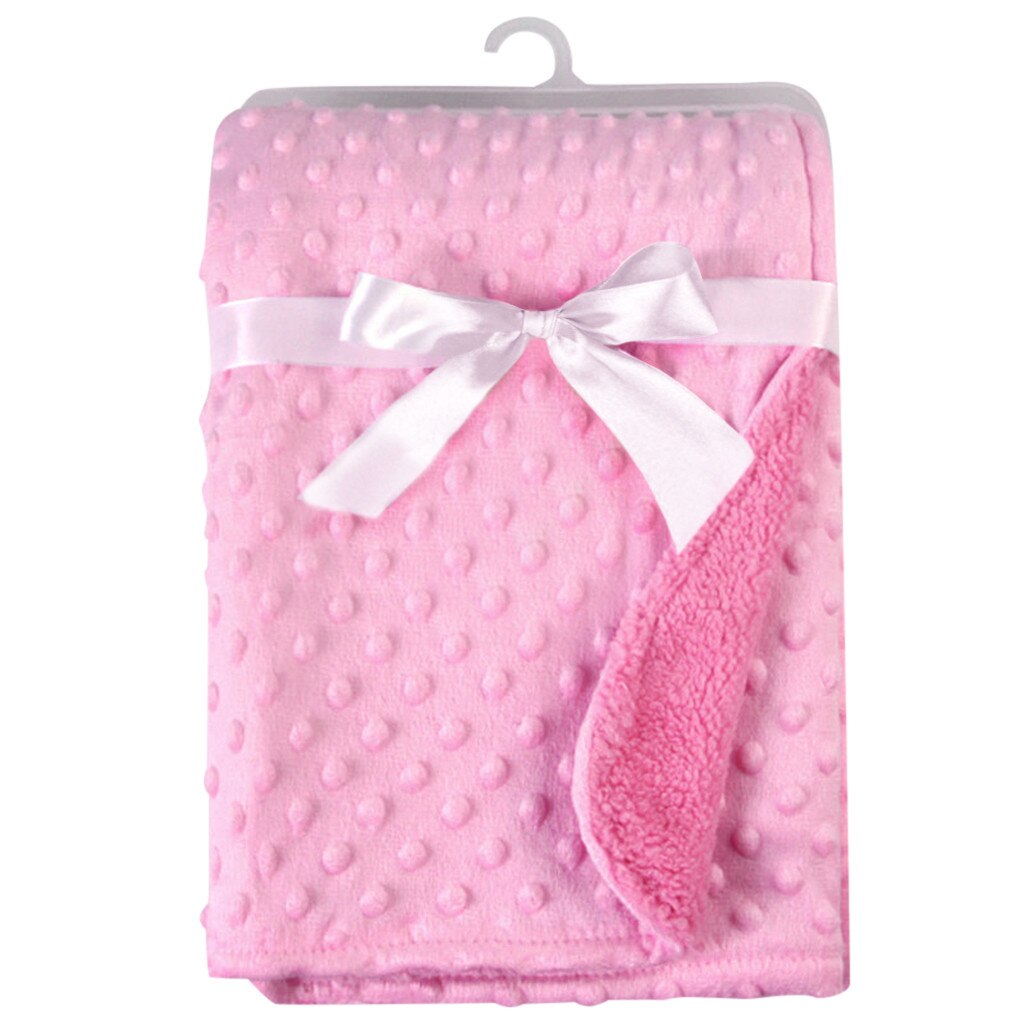 Baby Blanket & Swaddling Newborn Baby Soft Minky Dot Blanket Warm Fleece Stroller Cover Quilt Swaddling Bedding: Pink 