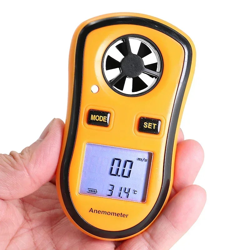 SHAHE Digitales Anemometer, Windgeschwindigkeitsmesser, 30 m/s, LCD-Handthermometer, Temperaturmessgerät, 10–45 °C, mit LCD-Hintergrundbeleuchtung