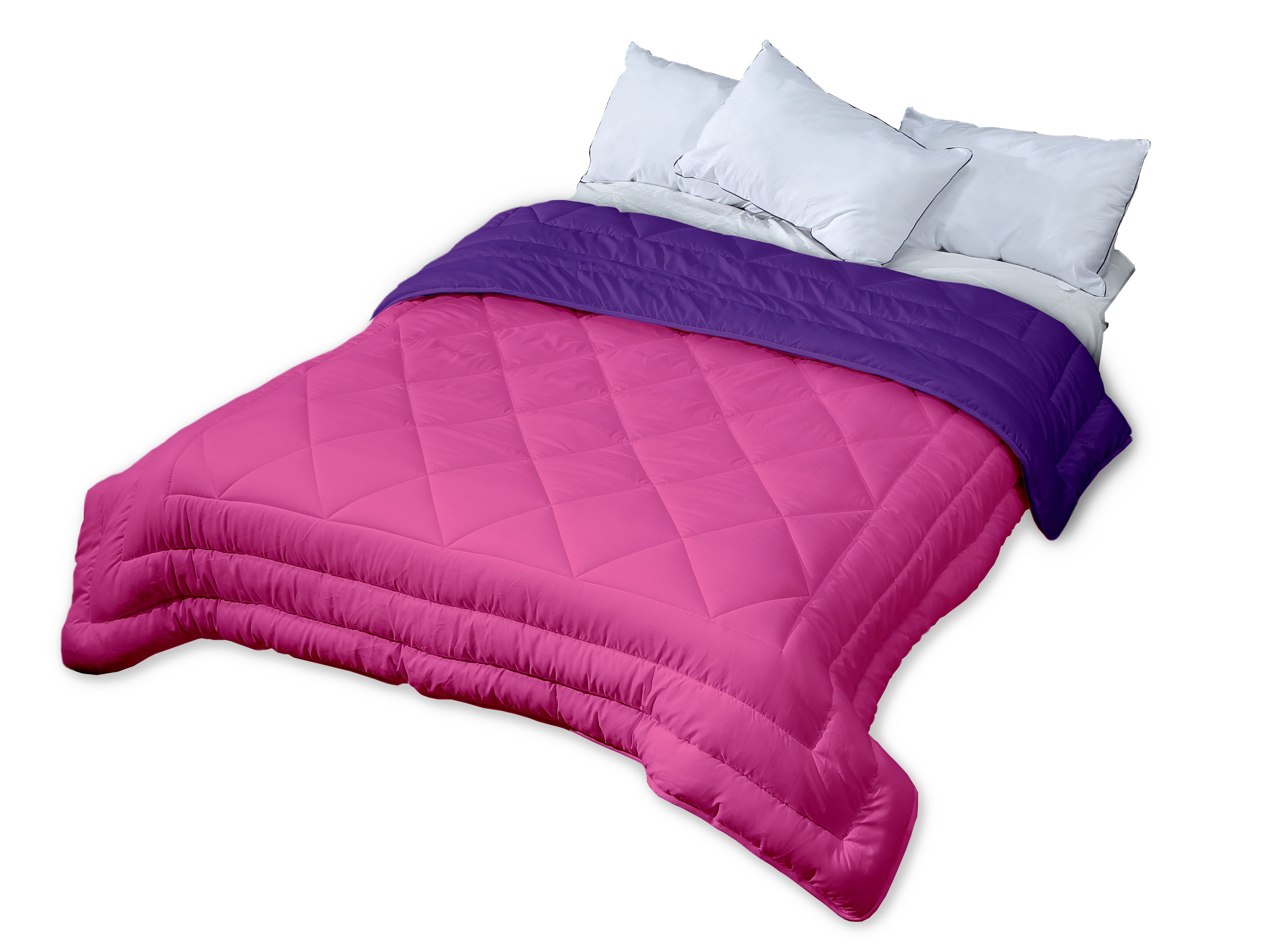 ADP Home - Edredón Nórdico Bi-Color 300 Grms 100% Fibra Hueca Siliconada 6D, Exterior 100% Microfibra Tacto de Melocotón: 150cm (240x260 cm) / Malva y Fucsia