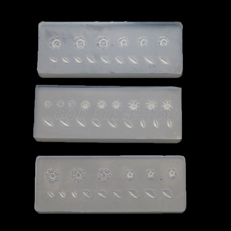 3Pcs 3D Bloemen Decortive Nail Art Silicone Mold Kit Bladeren Bloem Nail Carving Mold Nail Art Sjablonen Maincure Gereedschap