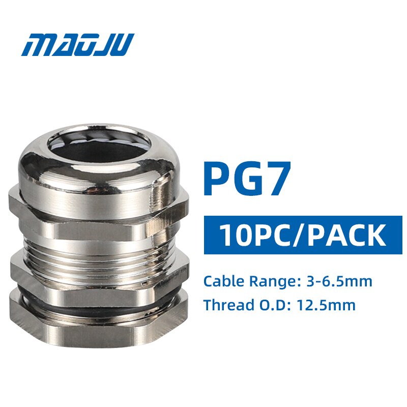 3 stk gratis forsendelse  pg7 pg11 pg9 pg13.5 messing kabelforskruninger metal trækaflastning ledning greb kabel ledningsindgang  pg16 pg19 10 stk pakke: Pg7- 10 stk