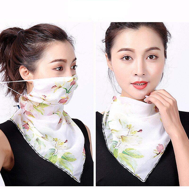 Rooxin Women Face Scarf Bandana with Ear Loops Outdoor Sport Cycling Face Mask Sun Protection Mask Neck Scarf for Hiking Camping: Type 2