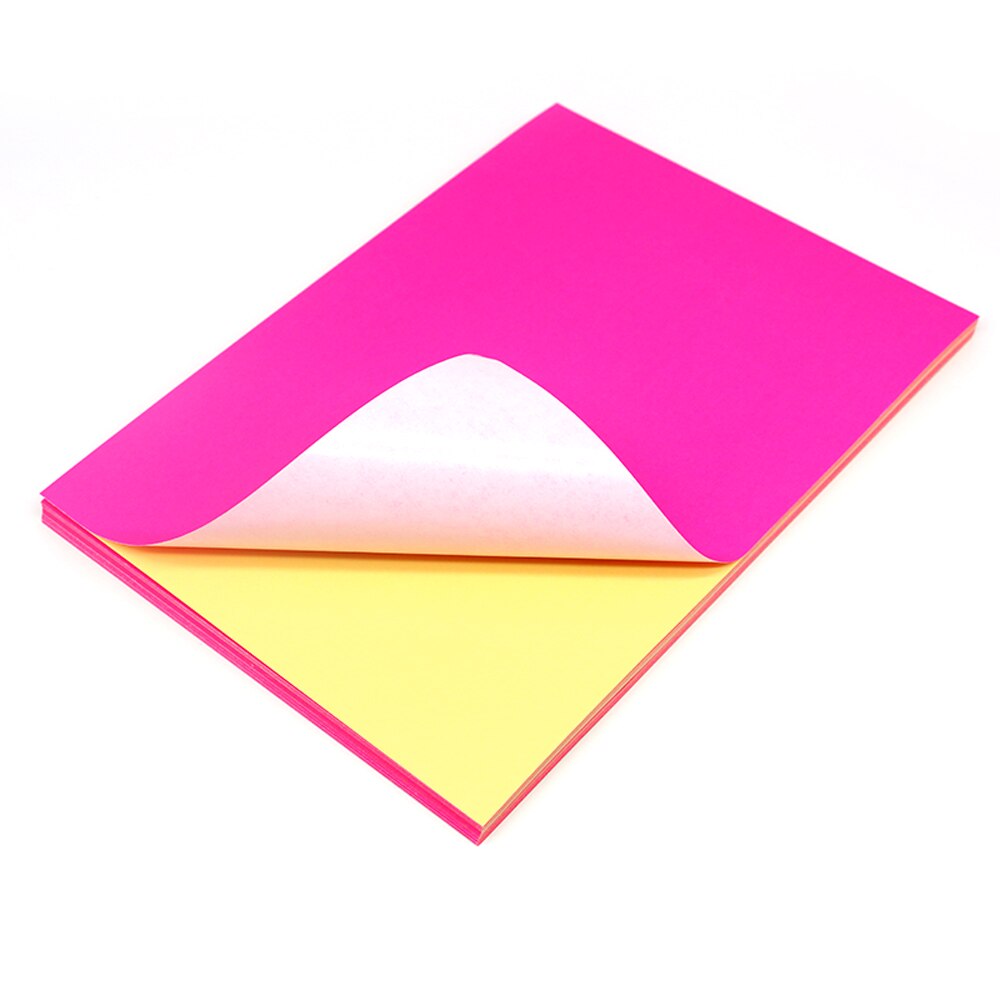 Colorful a4 Paper Self-adhesive Printer Paper Writable A4 Stickers: Fluorescent rose red