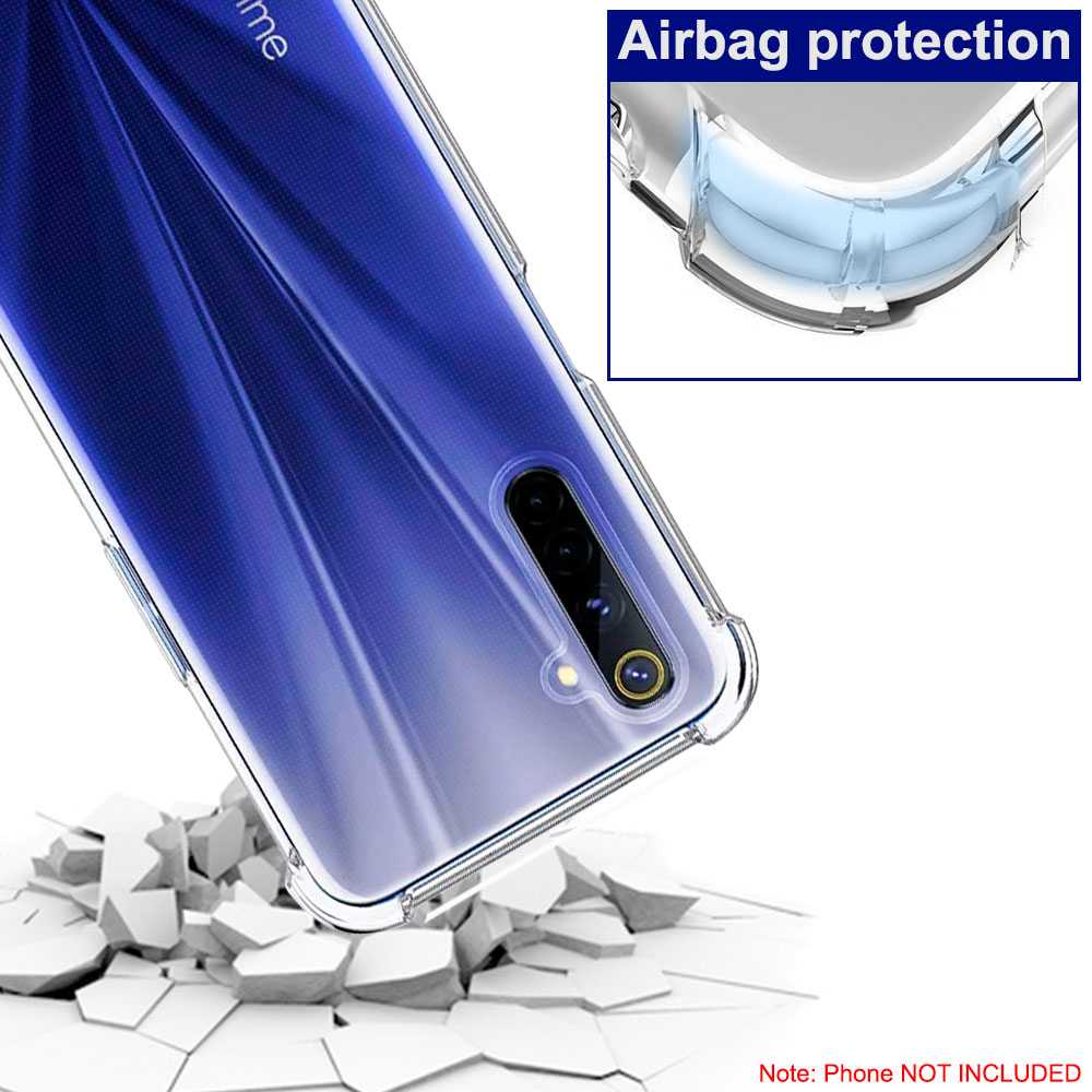 TPU Schutzhülle für Realme 6/6S Gerundete Kanten Rückseite Stoßfest Fall Hülle Tasche Antishock Shockproof Stoßstange