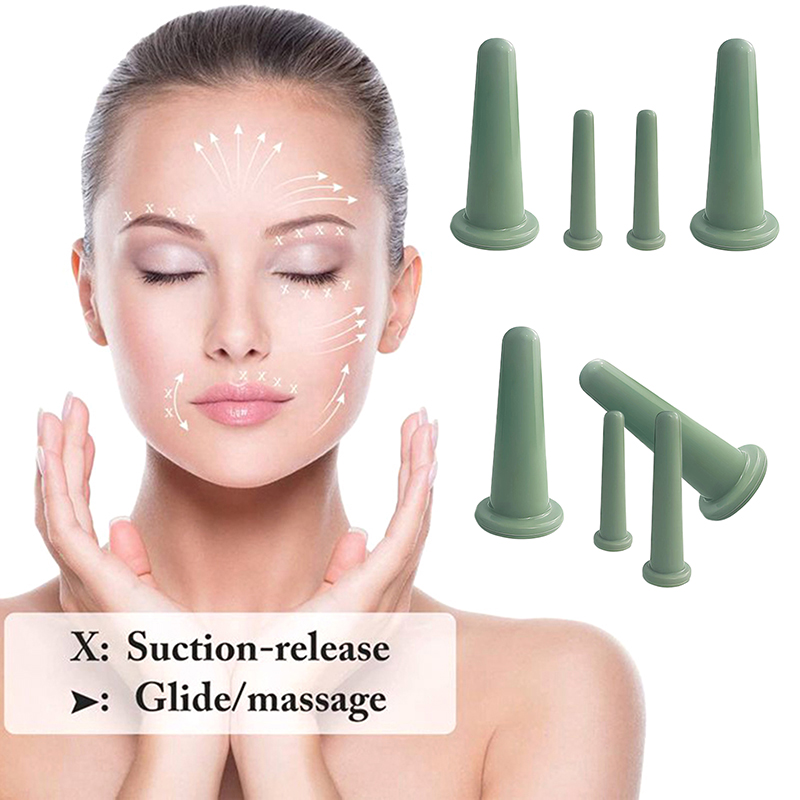 Silikon Vakuum Schröpfen Massage Gläser Anti Zellulitis Massage Gesichts Saugnäpfe Gesicht Hals Aufzug Haut Schaben Guasha Anti Falten
