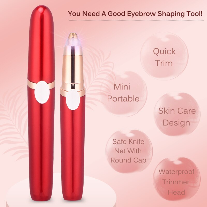 Oplaadbare elektrische gezichts- en wenkbrauwschaar, mini draagbare tondeuse voor vrouwen, lichaamsscheerapparaat, ontharingsmes, pijnloos scheermes, epilator