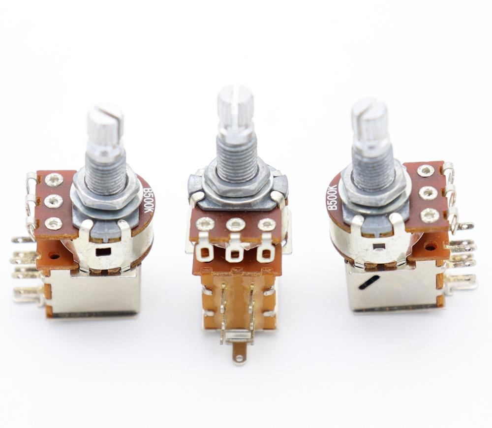 3Pcs Gitaar Pot Bass Push Pull Pot Push Pull Gitaar Potentiometer Volume Tone Korte Split Shaft Switch Potten B500K