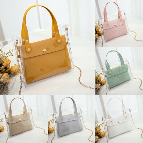 Sommar klar transparent pvc axelväskor kvinnor godis färg kvinnor gelé väskor handväska enfärgade midjeförpackningar