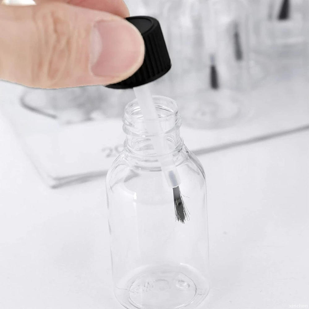 Plastic Nail Polish Bottles Touch Up Refillable Jars Leakproof Storage Liquid Paints Pots With Brush Cap DIY Crafts Containers