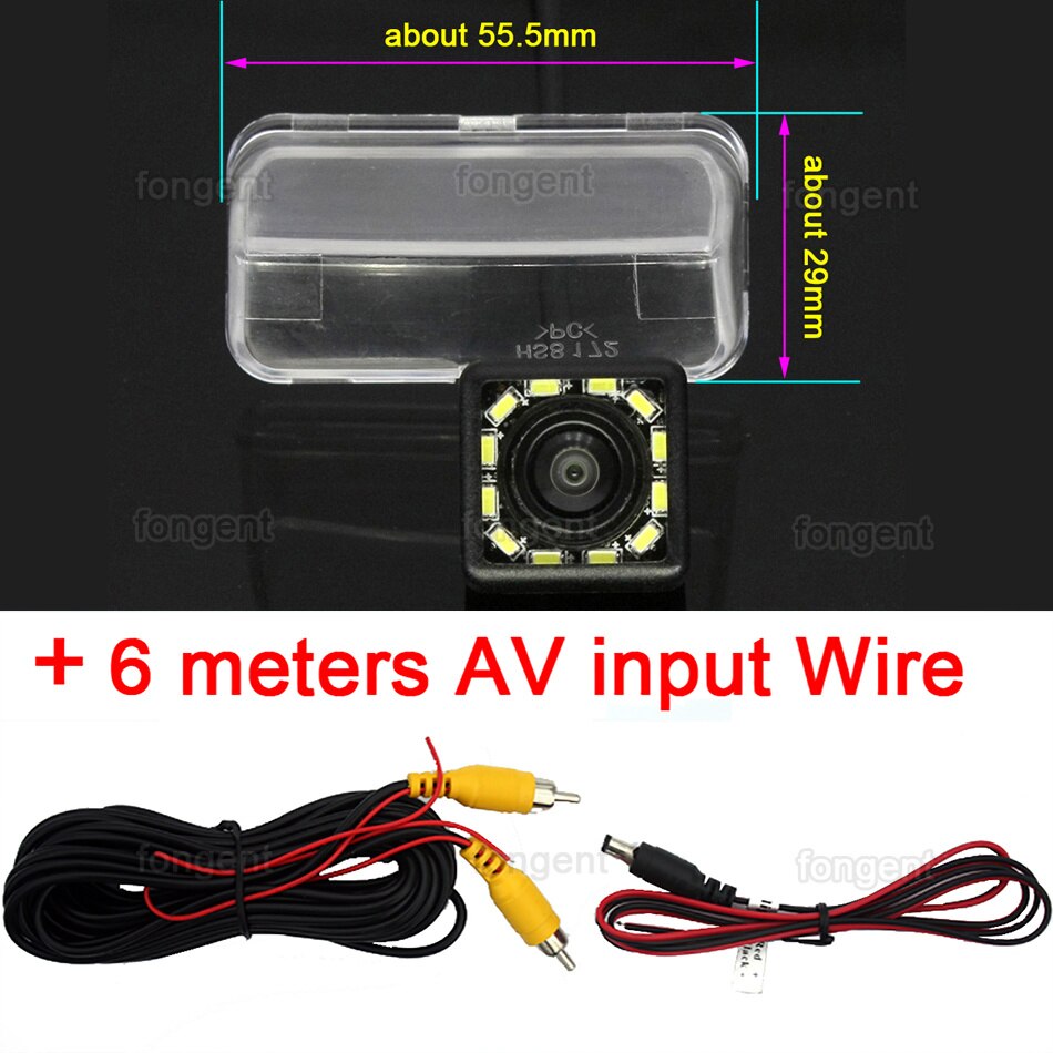 Auto Ccd Fish Eye Backup Achteruitrijcamera Achteruit Inparkeren Camera Voor Peugeot 206 207 307 407 Sedan Toyota Camry Verso Vios: 12led Rear Camera