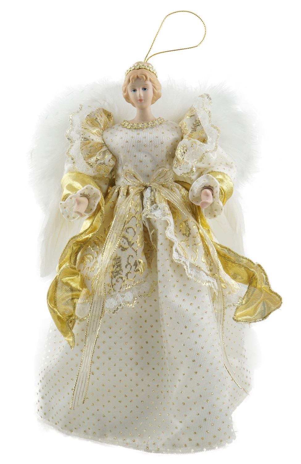 Cosette Christmas Angel Tree Topper Porcelain Doll Tree Ornament 12 Inches (30 CM height)