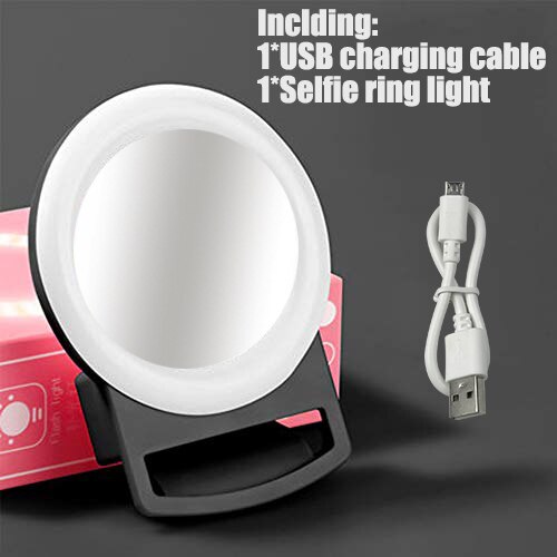 Bfollow-Anillo de luz Mini para teléfono móvil, Selfie para teléfono móvil de 4,5 pulgadas y 10W con soporte para espejo, lámpara recargable para foto, Smartphone, iPad y portátil: pink