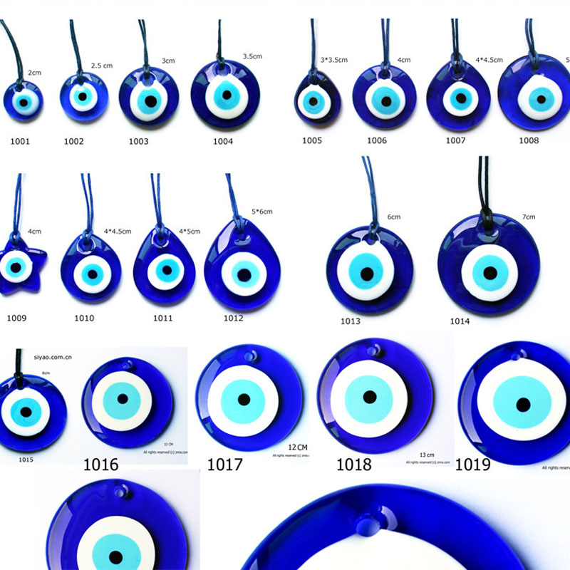 2.5cm - 18cm Multiple sizes Lucky Turkish Greek Evil Blue Eye Charm Pendant Blue Lamp work Glass Car Home Amulet