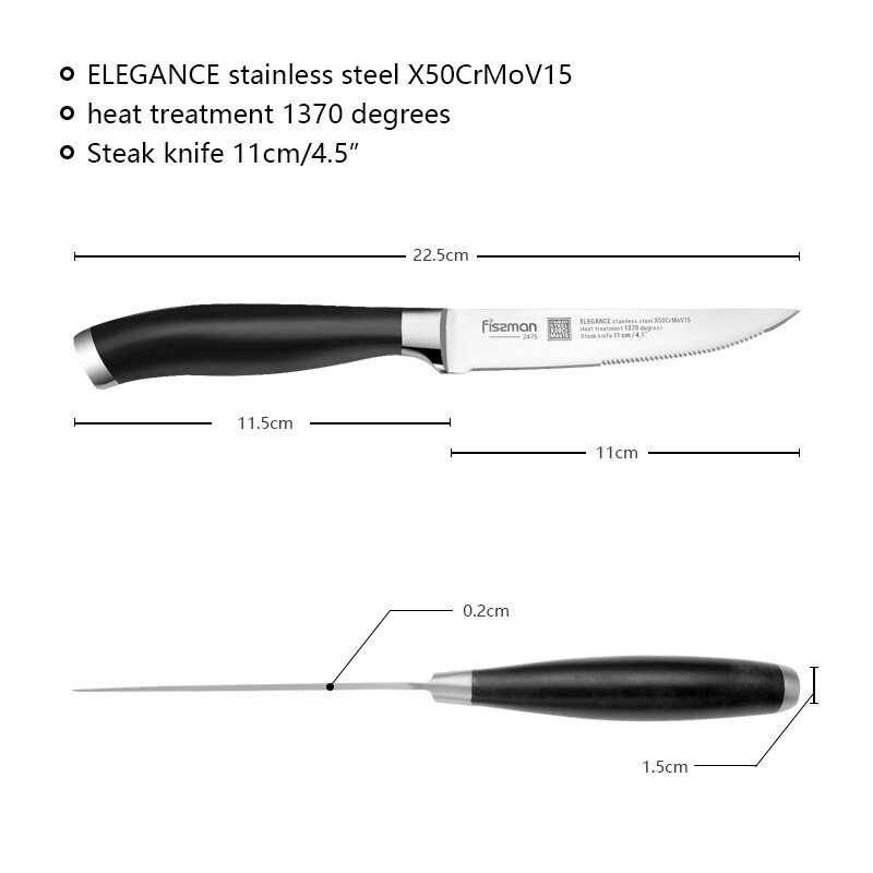 Fissman Half Serrated Steak Knife 4.5"inch stainless steel chef knives Use a Steak kitchen knife