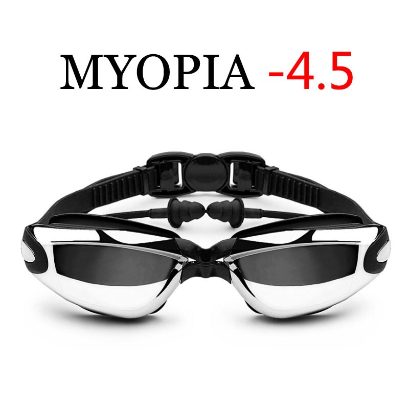 Óculos de natação para miopia, galvanizado, para piscina e profissional, à prova d&#39;água, para fórmula e natação, para mergulho: Black Myopia -4.5