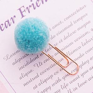Kawaii – boule de cheveux colorée en métal, trombone, signet, papeterie scolaire et de bureau: blue