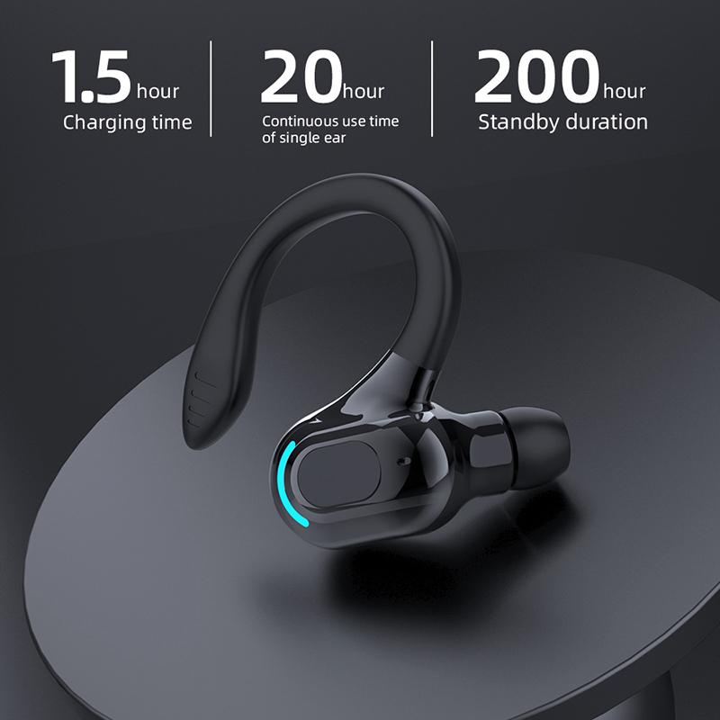 Bluetooth 5.2 Draadloze Koptelefoon Oorhaak Enkele Mini Business Hoofdtelefoon Hifi Bass Noise Cancelling Sport Gaming Oordopjes