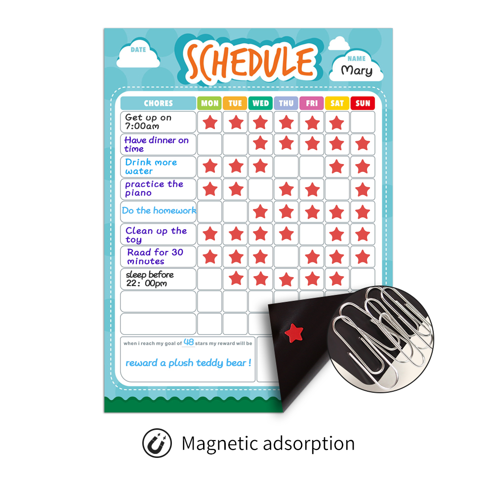 Removable Whiteboard Fridge Sticker Weekly Planner Magnetic Dry Wipe Calendar Schedule Kids Reward chart School Home Stationery