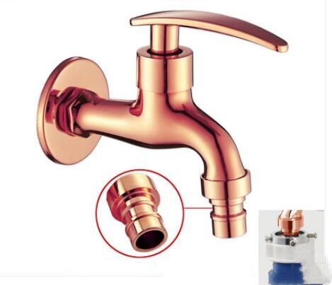 Art Carved Wall Mount Bibcock Brass Retro Tap Decorative Outdoor Garden Taps Washing Machine faucet Mop Luxury Gold WC Faucet: Red