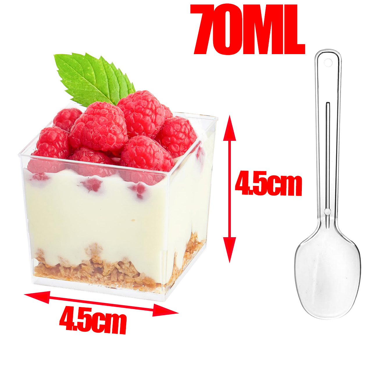 20Pack Plastic Mini Dessert Cups with spoons Parfait Appetizer Cups Party Clear Pudding Fruit Ice Cream Cup Dessert Shot Glasses: Khaki