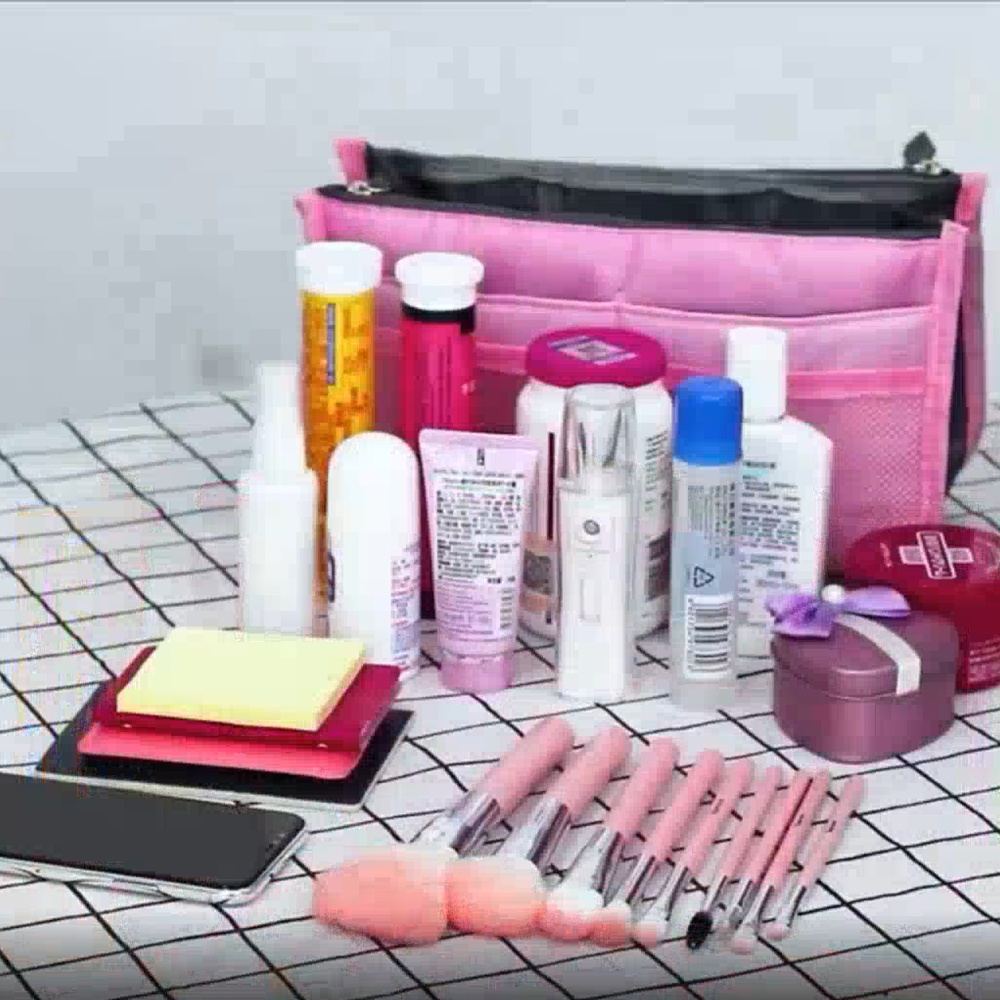 Reisorganisator Insteektas Canvas Grote voering Dame cosmetische tassen Dames Tote Thuis/auto Eco Kruidenier Make-up Tablet Opbergpakket