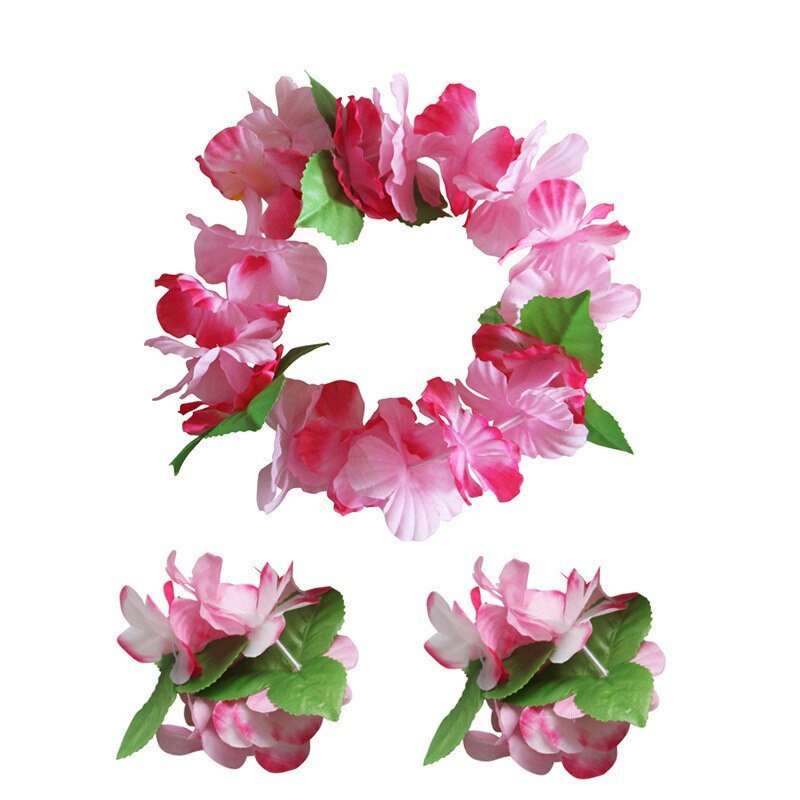 Oheart hawaii blomster krans pandebånd hovedbeklædning armbånd sæt til bryllupsfest dekoration diy sommer krans håndværk: 01 / Pandebånd