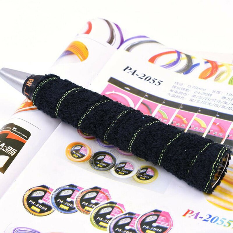 5Pcs Tennis Badminton Racket Anti-Slip Overgrips Katoenen Handdoek Grips Tape Zweet Absorberende Grip Wrap Zweetband: Black