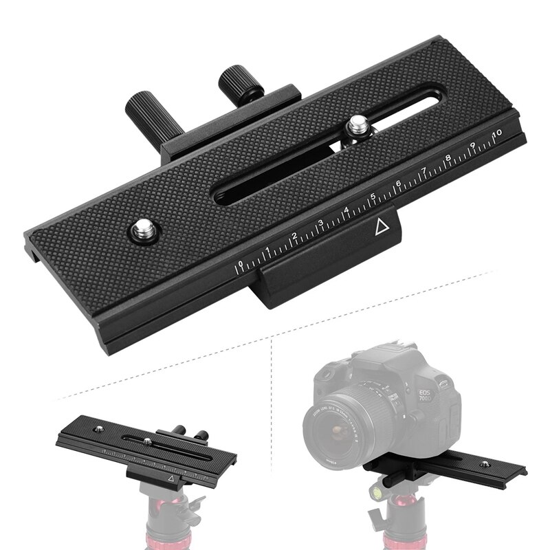 Aluminium Quick Release Plate Qr Plaat Met Dual 1/4 Inch Schroeven Vernier Instelknop Voor Camcorder Statief