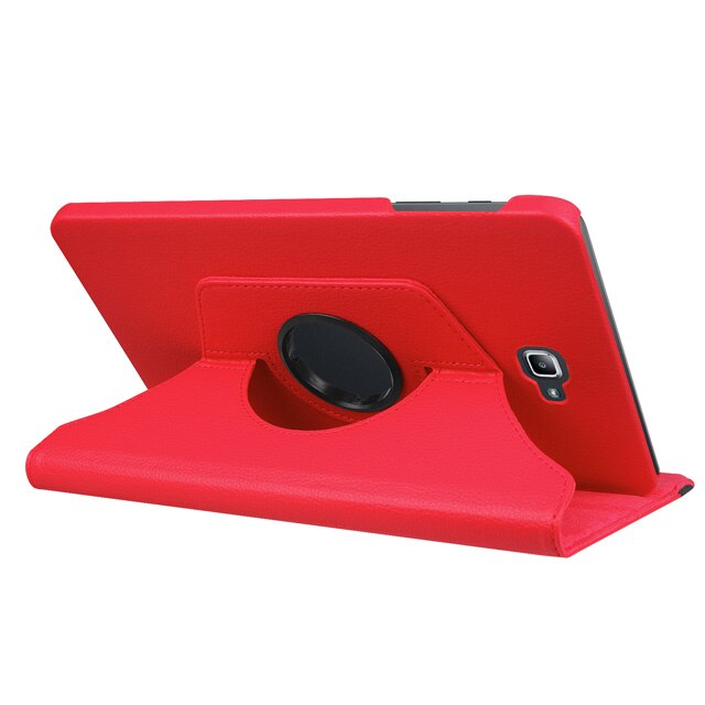 360 obrotowa obudowa dla Samsung Galaxy Tab A 10.1 2016 przypadku T580 T585 SM-T580 SM-T585 obudowa z podstawką tablet ze skóry pu Funda Coque: Red