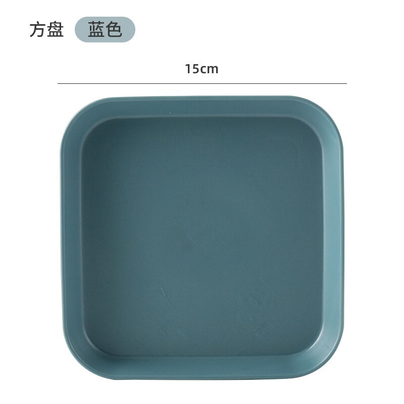 Spit Bone Dish Household Food Grade 6 Inch Plastic Spit Bone Dish Round Square Set Dining Table Garbage Plate: square blue